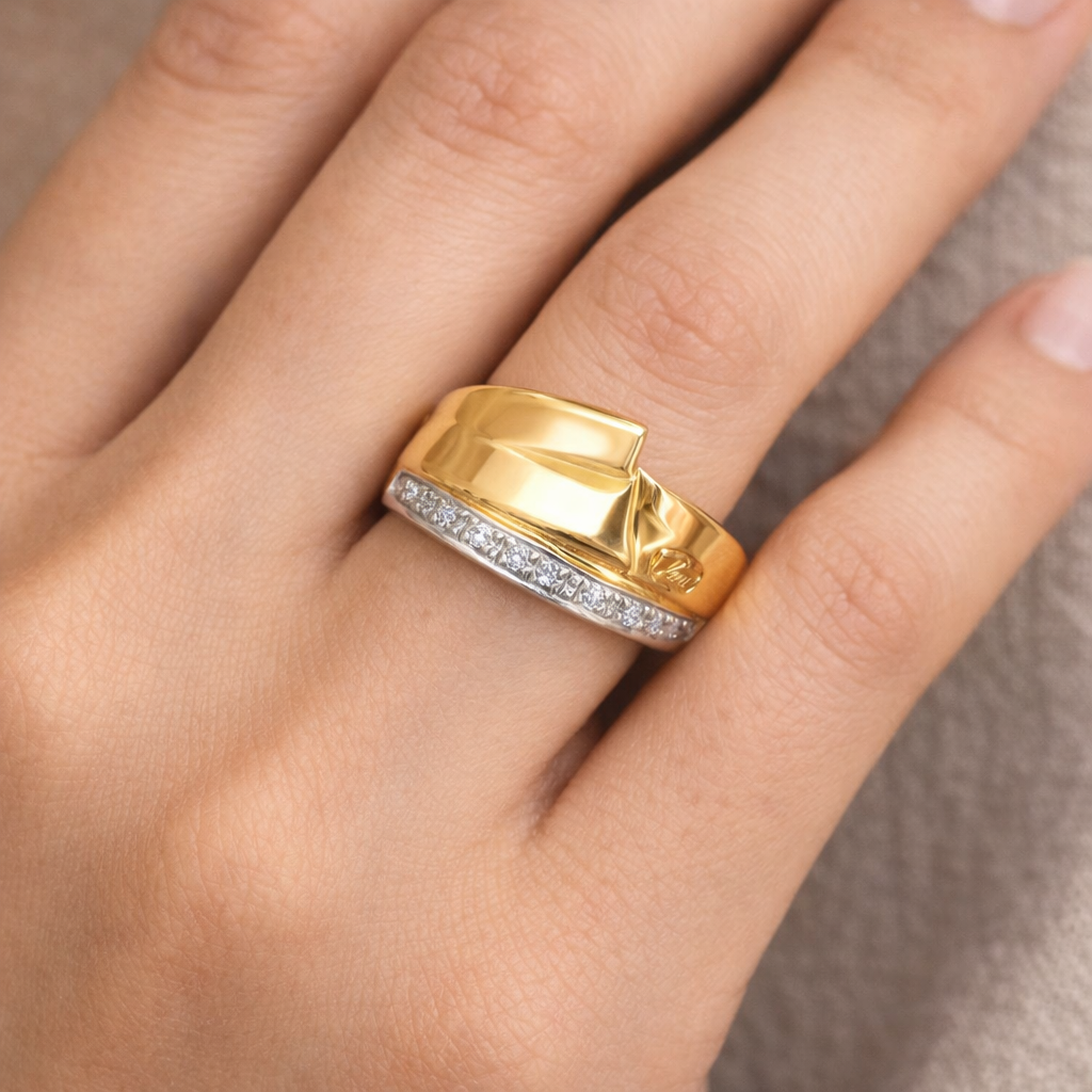 Anello - 18 carati Oro bianco - 0.08ct. tw. Diamante (Naturale)
