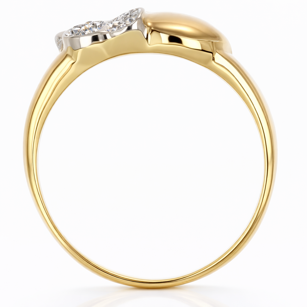 Anello - 18 carati Oro giallo, Oro bianco Diamante (Naturale)