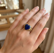 Anello - 18 carati Oro giallo - 8.00ct. tw. Lapislazzuli - Made in Italy - Handmade