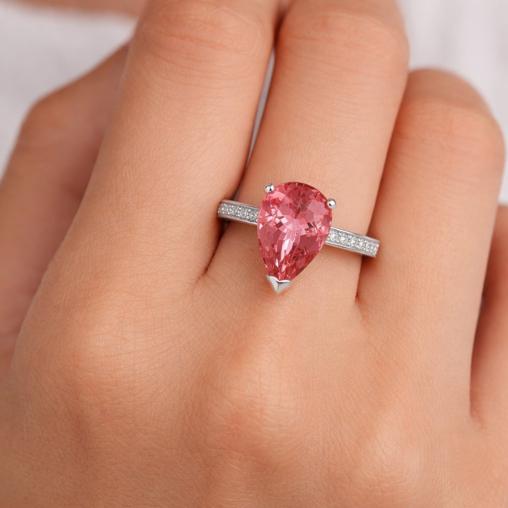 Anello - 18 carati Oro bianco - 3.15ct. tw. Tormalina - Diamante