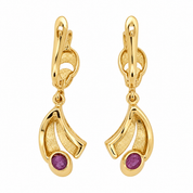 Orecchini - 18 carati Oro giallo - 0.64ct. tw. Diamante (Naturale) - Rubino - Made in Italy - HandMade