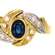 Anello - 18 carati Oro bianco, Oro giallo - 0.66ct. tw. Zaffiro - Diamante