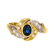 Anello - 18 carati Oro bianco, Oro giallo - 0.66ct. tw. Zaffiro - Diamante