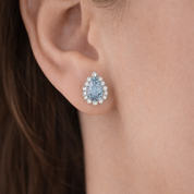 Orecchini - 18 carati Oro bianco - 1.68ct. tw. Acquamarina - Diamante