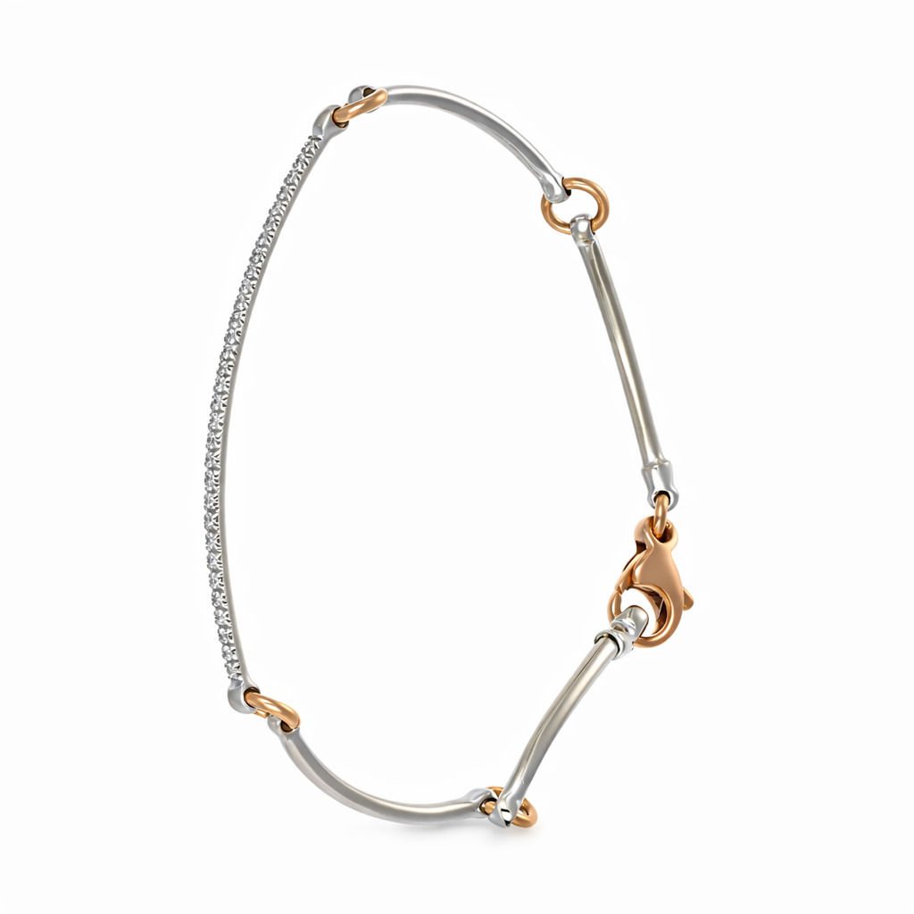 Bracciale - 18 carati Oro bianco, Oro rosa Diamante (Naturale)