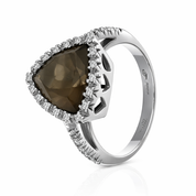 Anello - 18 carati Oro bianco - 6.08ct. tw. Quarzo - Diamante