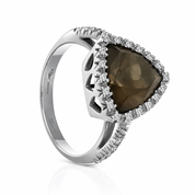 Anello - 18 carati Oro bianco - 6.08ct. tw. Quarzo - Diamante