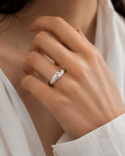 Anello - 18 carati Oro bianco - 0.13ct. tw. Diamante (Naturale) - Made in Italy - Handmade