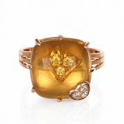 Anello - 18 carati Oro giallo - 8.12ct. tw. Topazio - Diamante