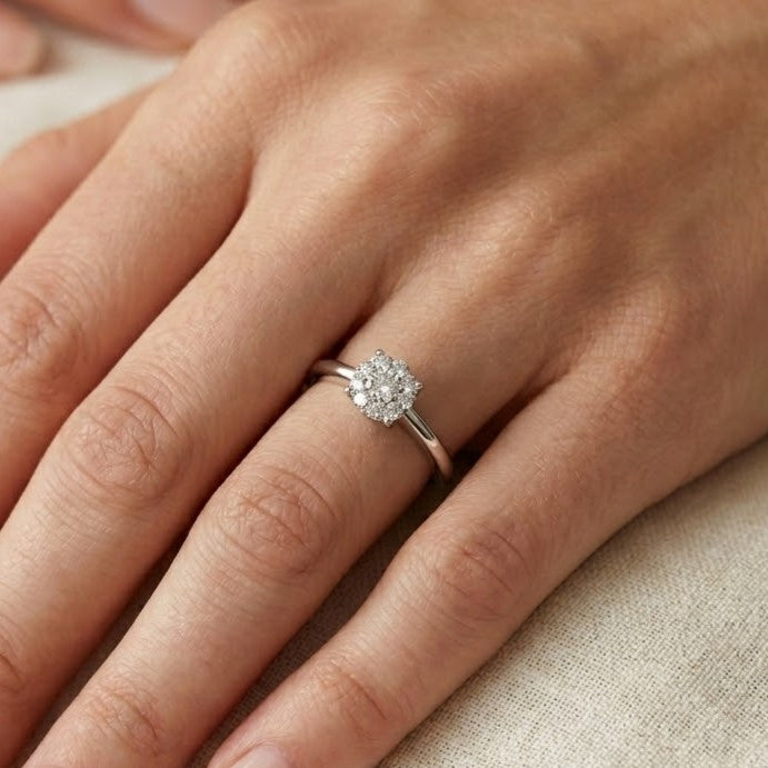 Anello - 18 carati Oro bianco - 0.24ct. tw. Diamante (Naturale)