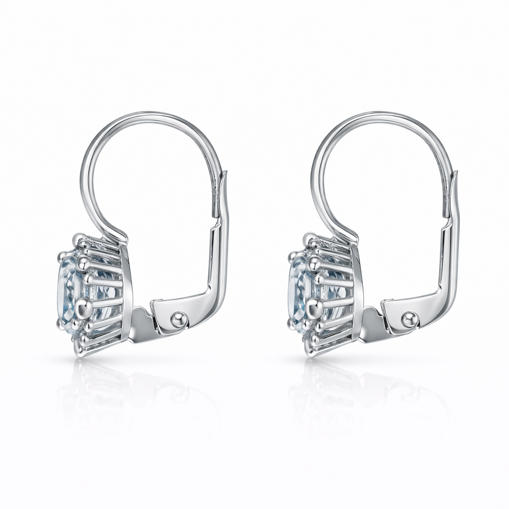 Orecchini - 18 carati Oro bianco - 0.82ct. tw. Acquamarina - Diamante