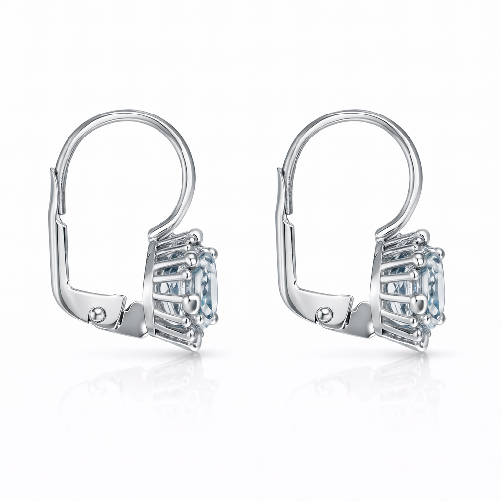 Orecchini - 18 carati Oro bianco - 0.82ct. tw. Acquamarina - Diamante