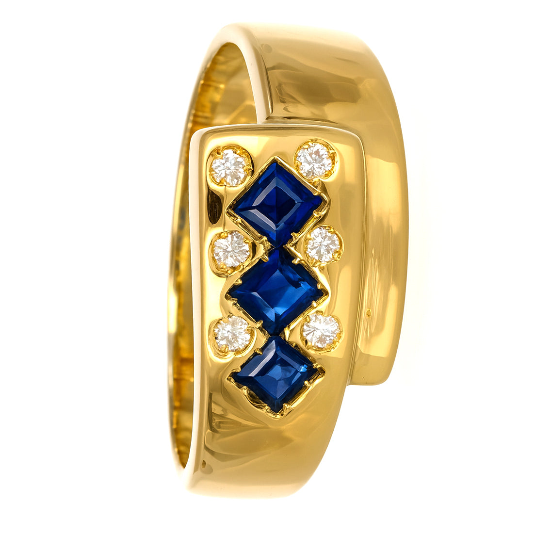 Anello - 18 carati Oro giallo - 0.30ct. tw. Zaffiro - Diamante