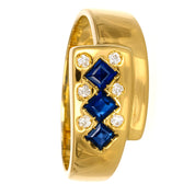 Anello - 18 carati Oro giallo - 0.30ct. tw. Zaffiro - Diamante