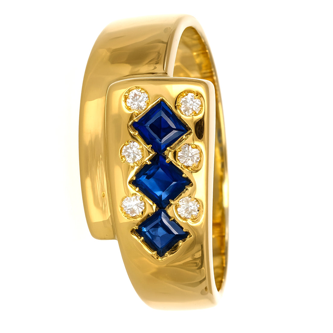 Anello - 18 carati Oro giallo - 0.30ct. tw. Zaffiro - Diamante