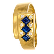 Anello - 18 carati Oro giallo - 0.30ct. tw. Zaffiro - Diamante