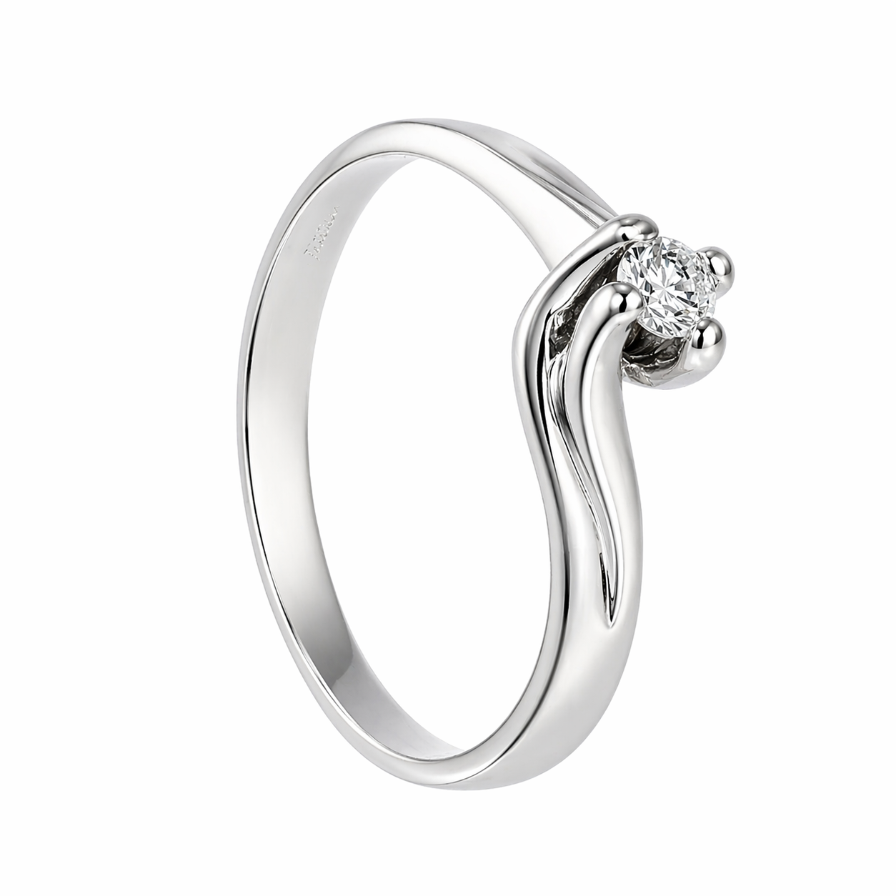 Anello - 18 carati Oro bianco - 0.14ct. tw. Diamante (Naturale)