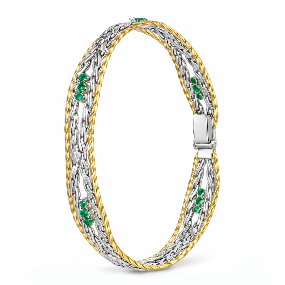 Bracciale - 18 carati Oro giallo, Oro bianco - 0.72ct. tw. Smeraldo
