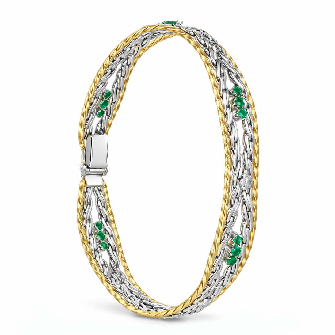 Bracciale - 18 carati Oro giallo, Oro bianco - 0.72ct. tw. Smeraldo