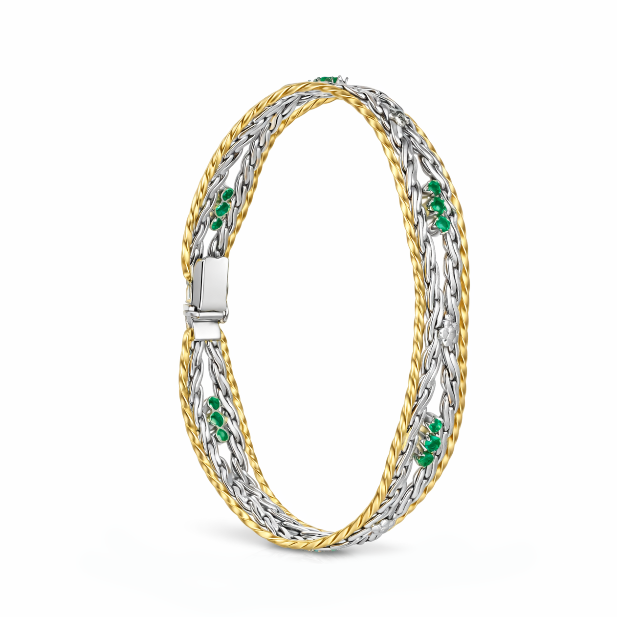 Bracciale - 18 carati Oro giallo, Oro bianco - 0.72ct. tw. Smeraldo