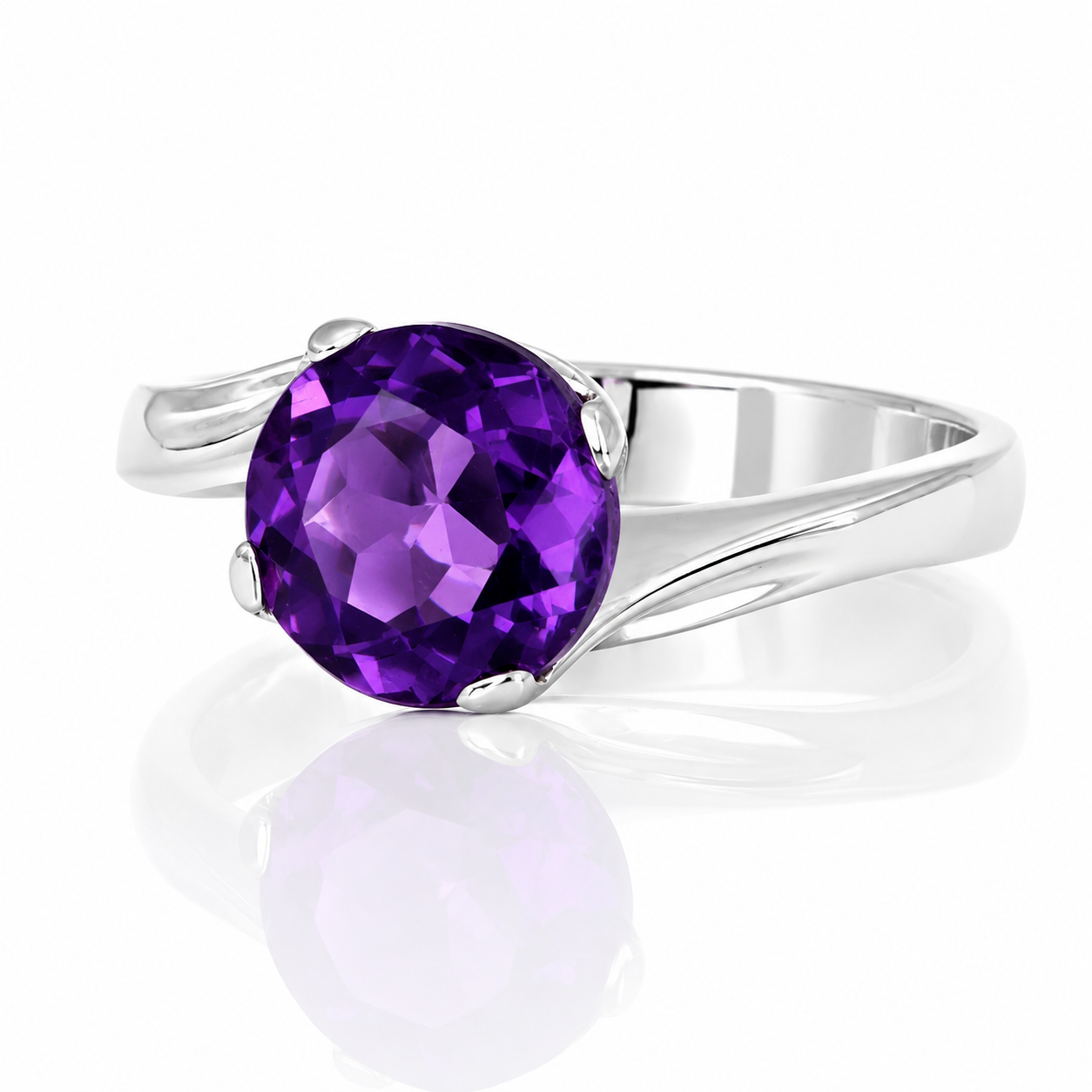 Anello - 18 carati Oro bianco - 2.00ct. tw. Ametista - Made in Italy - Handmade
