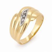 Anello - 18 carati Oro bianco, Oro giallo - 0.03ct. tw. Diamante (Naturale) - Made in Italy - Handmade