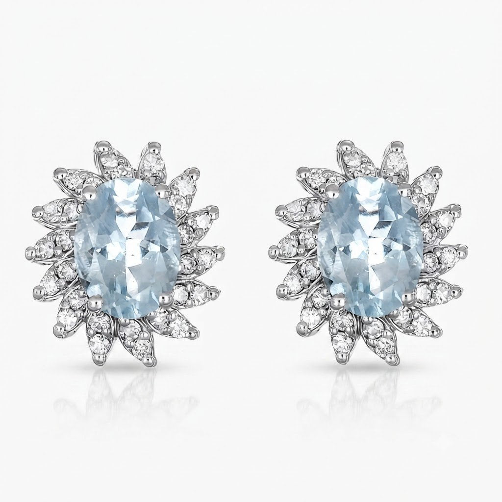 Orecchini - 18 carati Oro bianco - 2.60ct. tw. Acquamarina - Diamante - made in Italy - handmade