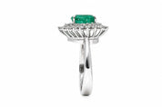Anello - 18 carati Oro bianco - 3.70ct. tw. Smeraldo - Diamante