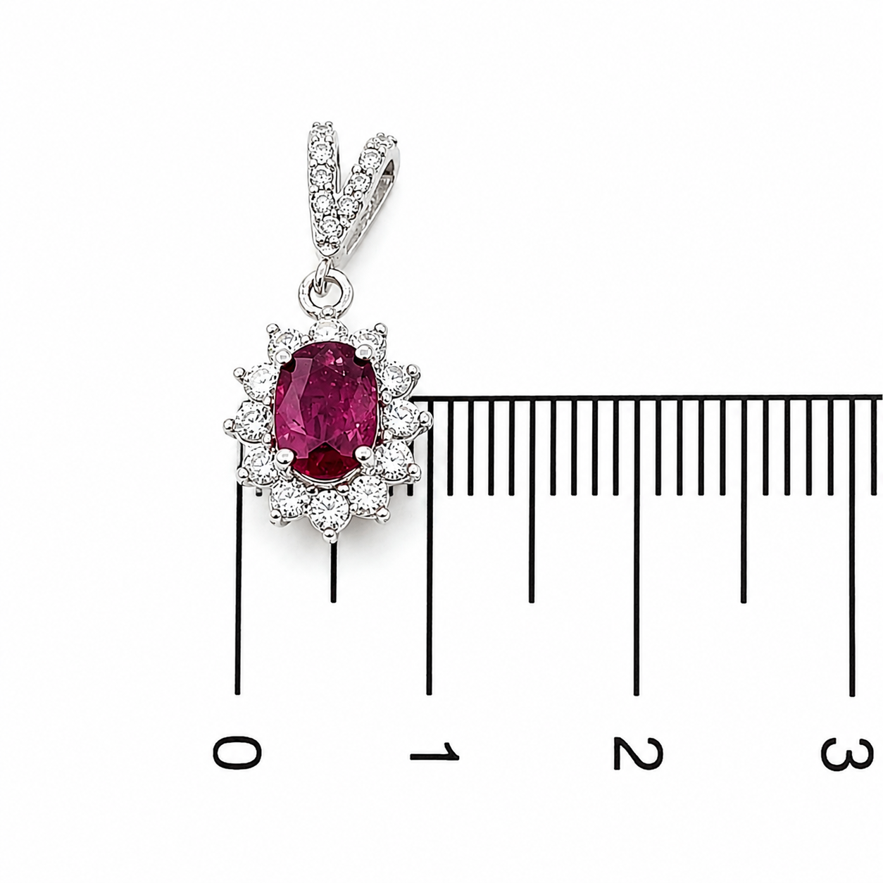 Ciondolo - 14 carati Oro bianco - 1.41ct. tw. Rubino - Diamante - Handmade - Made in Italy