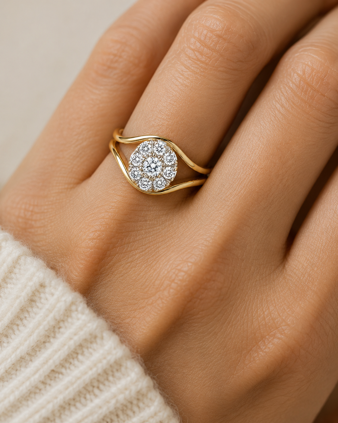 Anello - 18 carati Oro bianco, Oro giallo - 0.26ct. tw. Diamante (Naturale) - Made in Italy - Handmade