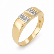 Anello - 18 carati Oro bianco, Oro giallo - 0.06ct. tw. Diamante (Naturale) - Made in Italy - Handmade