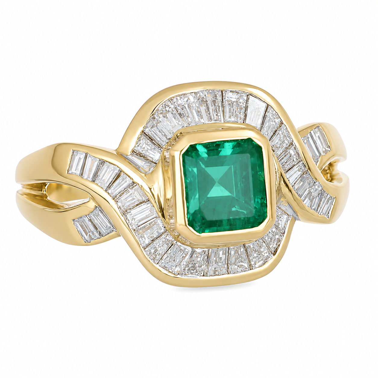 Anello - 18 carati Oro giallo- 2.80ct. tw. Smeraldo - Diamante - Made in Italy - Handmade