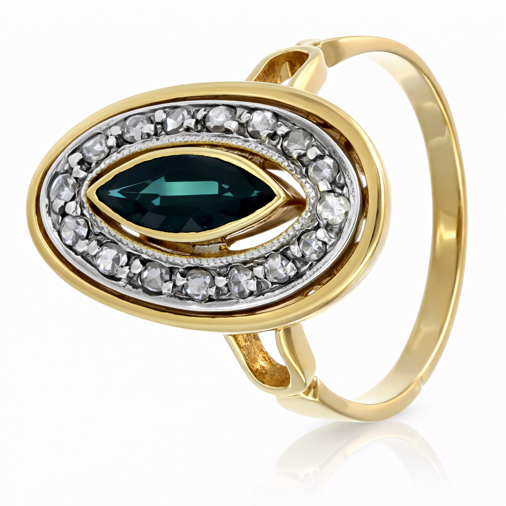 Anello - 18 carati Oro giallo - 0.92ct. tw. Zaffiro - Diamante