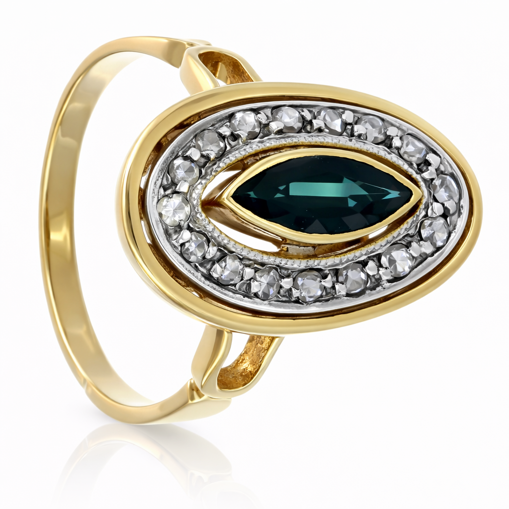 Anello - 18 carati Oro giallo - 0.92ct. tw. Zaffiro - Diamante