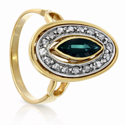 Anello - 18 carati Oro giallo - 0.92ct. tw. Zaffiro - Diamante