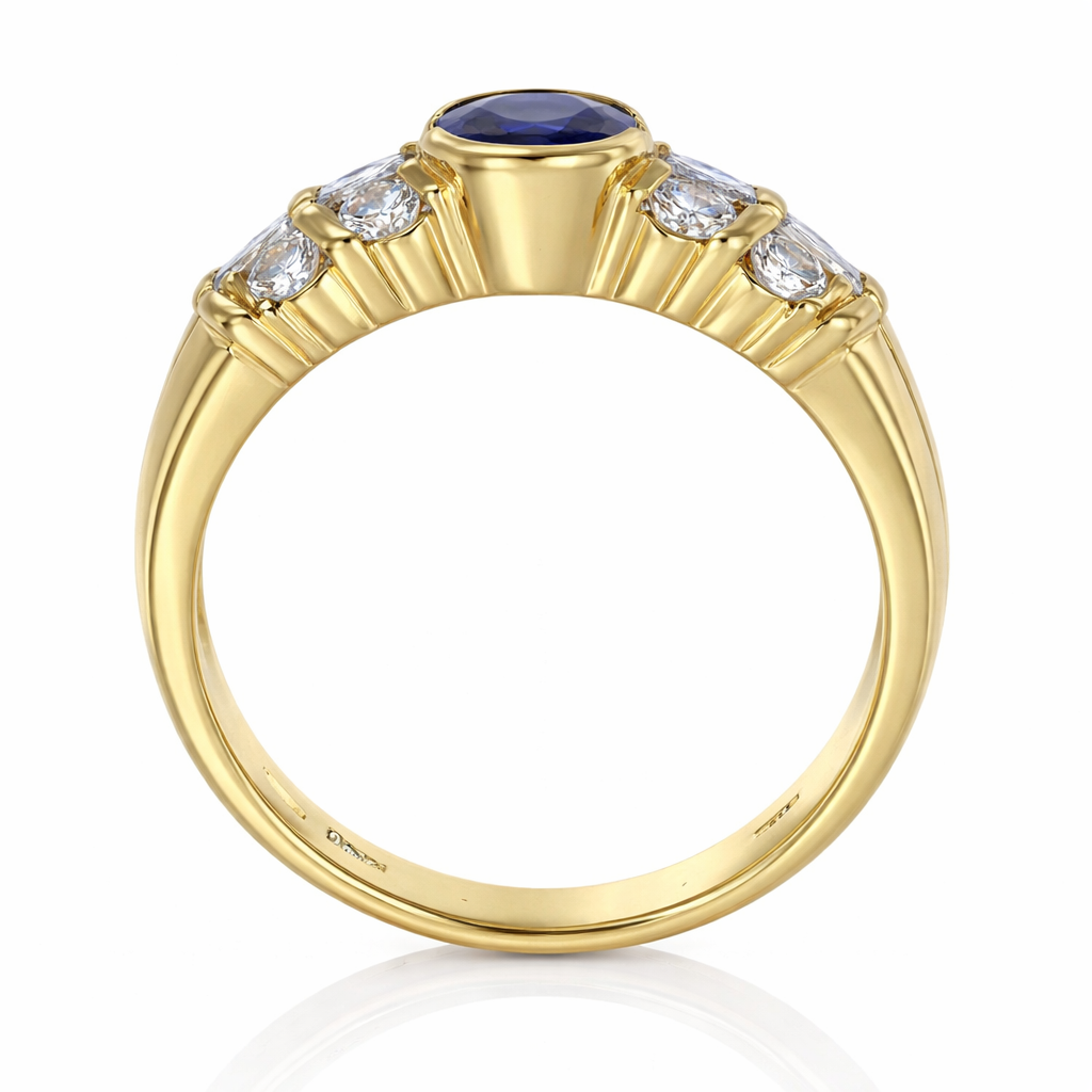 Anello - 18 carati Oro giallo - 1.60ct. tw. Zaffiro - Diamante