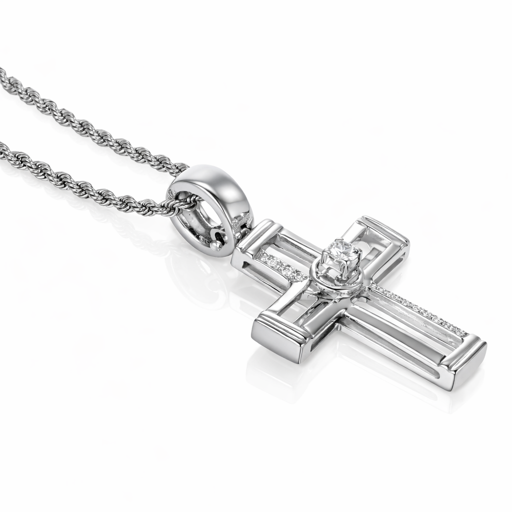Collana con ciondolo - 18 carati Oro bianco - 0.125ct. tw. Diamante (Naturale)