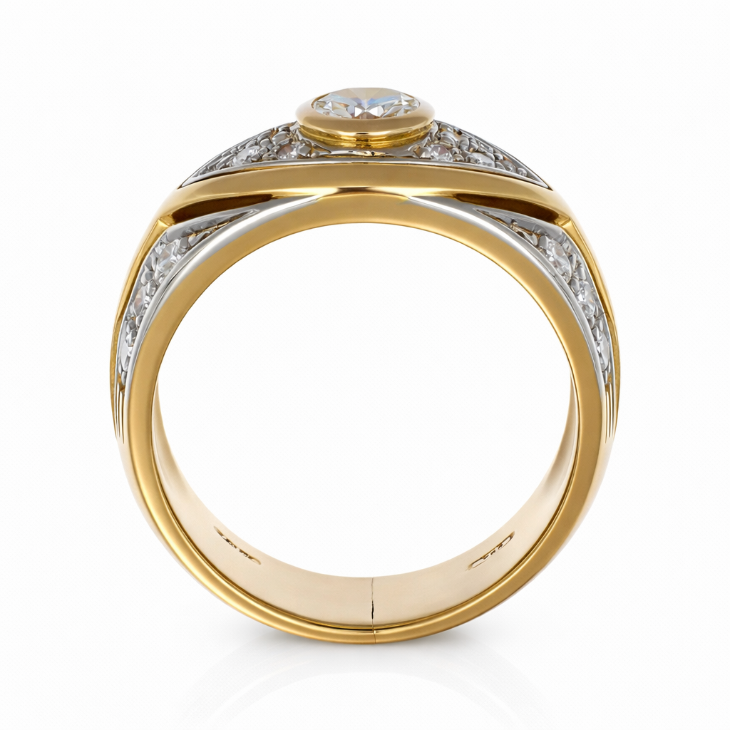 Anello - 18 carati Oro bianco, Oro giallo - 0.87ct. tw. Diamante (Naturale)