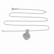 Collana con ciondolo - 18 carati Oro bianco - 1.48ct. tw. Acquamarina - Diamante