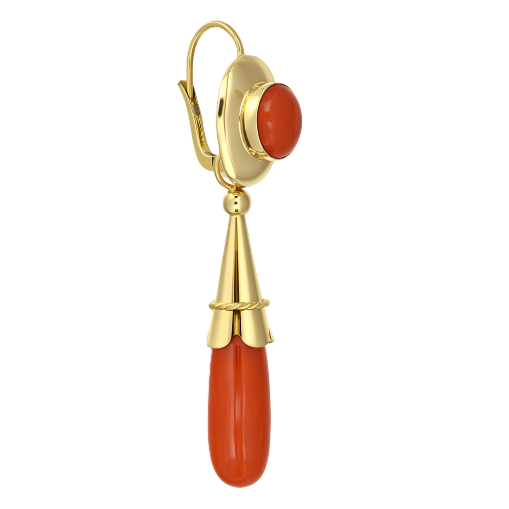 Orecchini - 18 carati Oro giallo - 15ct. tw. Corallo
