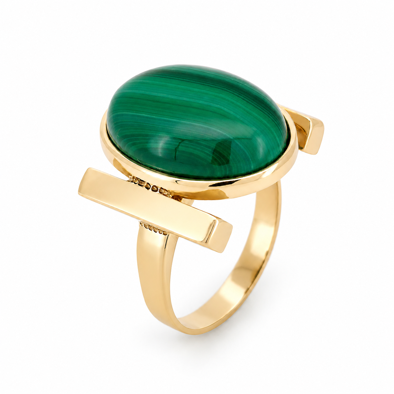 Anello - 18 carati Oro giallo, Malachite - 9.00ct. tw. - Made in Italy - Handmade
