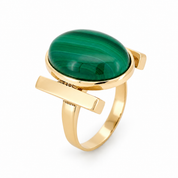 Anello - 18 carati Oro giallo, Malachite - 9.00ct. tw. - Made in Italy - Handmade