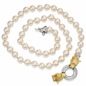 Collana - 18 carati Oro bianco, Oro giallo - 0.45ct. tw. Diamante (Naturale) - Perla
