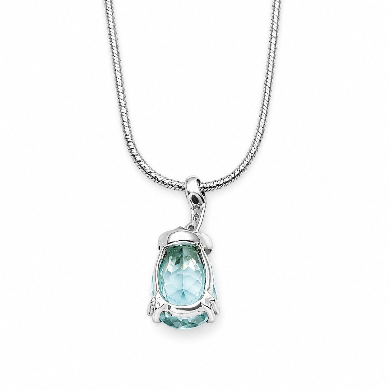 Collana con ciondolo - 18 carati Oro bianco - 2.59ct. tw. Acquamarina - Diamante - Made in Italy - Handmade