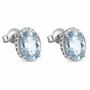 Orecchini - 18 carati Oro bianco Acquamarina - Diamante