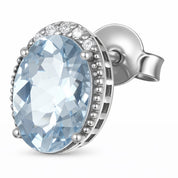 Orecchini - 18 carati Oro bianco Acquamarina - Diamante