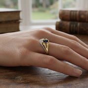 Anello - 18 carati Oro giallo, Oro bianco - 0.86ct. tw. Zaffiro - Diamante - Made in Italy - Handmade