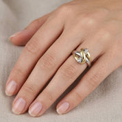 Anello - 18 carati Oro bianco, Oro giallo - 0.04ct. tw. Diamante (Naturale) - Made in Italy - Handmade