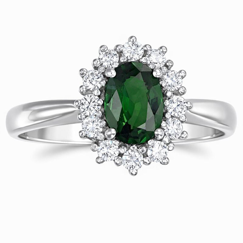 Anello - 18 carati Oro bianco - 1.27ct. tw. Tormalina - Diamante