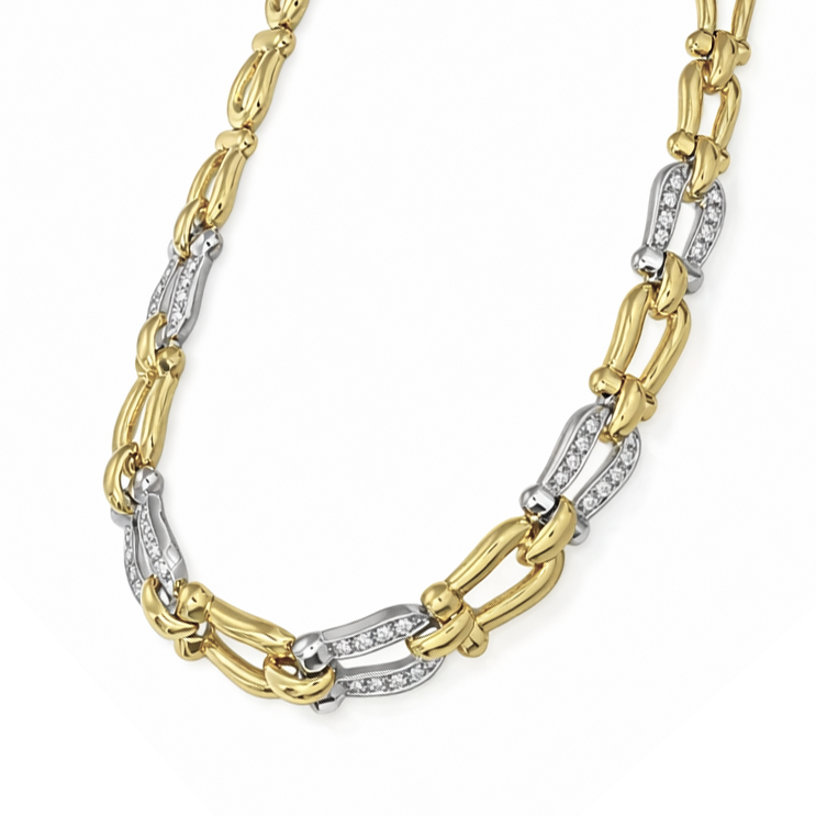 Collana - 18 carati Oro giallo, Oro bianco Diamante (Naturale)